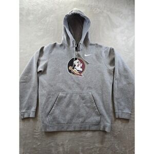 Nike Florida State Seminoles Hoodie Sweatshirt Mens L Gray Fleece Cut Collar
